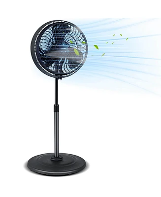 Costway 16" Oscillating Fan Misting Pedestal Fan with Hose Connector 3 Micro-Mist Levels
