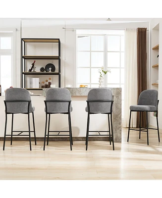 Dyhome Bar Stools Set of 4, 28 Inches Modern Counter Height with High Back Metal Legs, Upholstered Tall Barstools for Kitchen Island, Cafe,