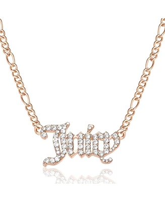 Juicy Couture Crystal Script Logo Chain Necklace