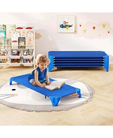 Costway 6 Pack Stackable Daycare Cots with Easy Lift Corners Heavy-Duty Metal Frame Kids