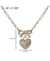 Juicy Couture Gold-Tone Pearl Heart Pendant Necklace