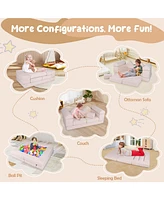 Costway Kids Modular Play Couch Set with Suede Fabric Cover High-Density Foam