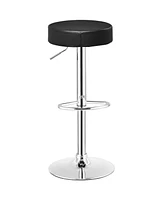 Gymax 1 Pc Bar Stool Round Leather Seat Chrome Leg Adjustable Hydraulic Swivel