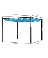 Outsunny 10' x 10' Retractable Pergola, UPF30+ Patio Pergola,