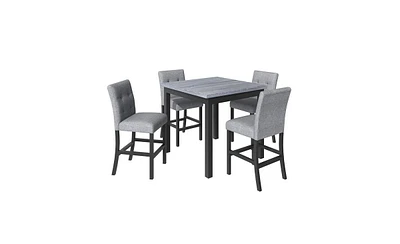 Slickblue 5-Piece Dining Set with Table, Stools with Footrest, and 4 Upholstered High-Back Chairs for Stylish Dining