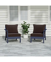 WestinTrends Outdoor Patio Hdpe Navy Blue Loveseat Sofa with Cushions