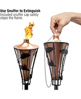 Sorbus 4 Pack 5ft Outdoor Metal Patio Torches - Includes Fiberglass Wick and Snuffer Cap