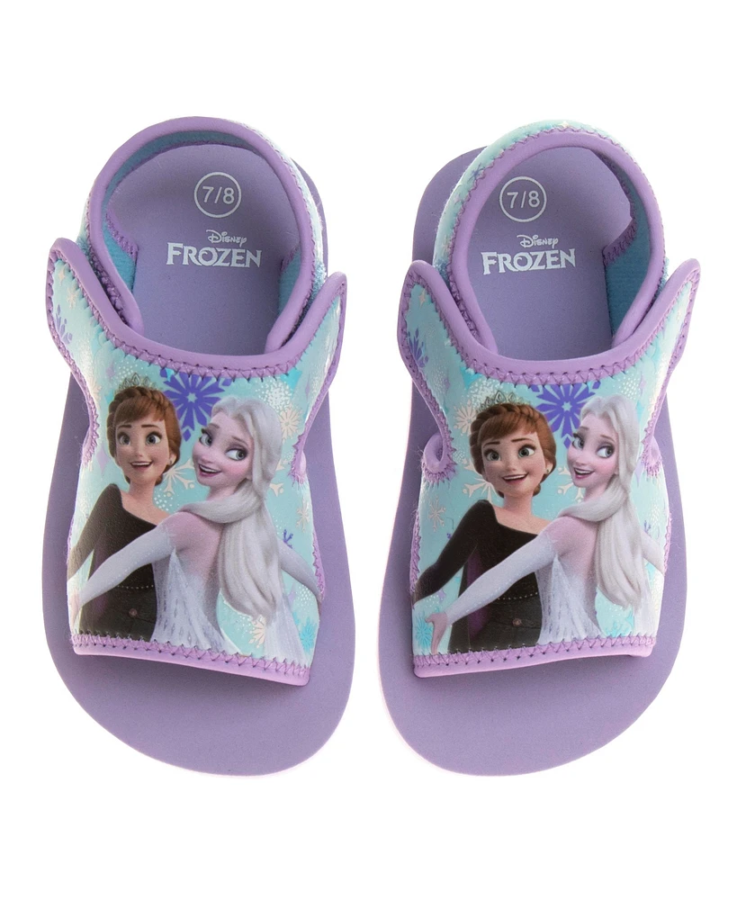 Disney Toddler and Little Girls Frozen Anna Elsa Dual Sizes Hook Loop Sandals