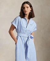 Polo Ralph Lauren Women's Belted Striped Cotton Shirtdress