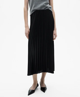 Mango Women's Straight Pleated Skirt