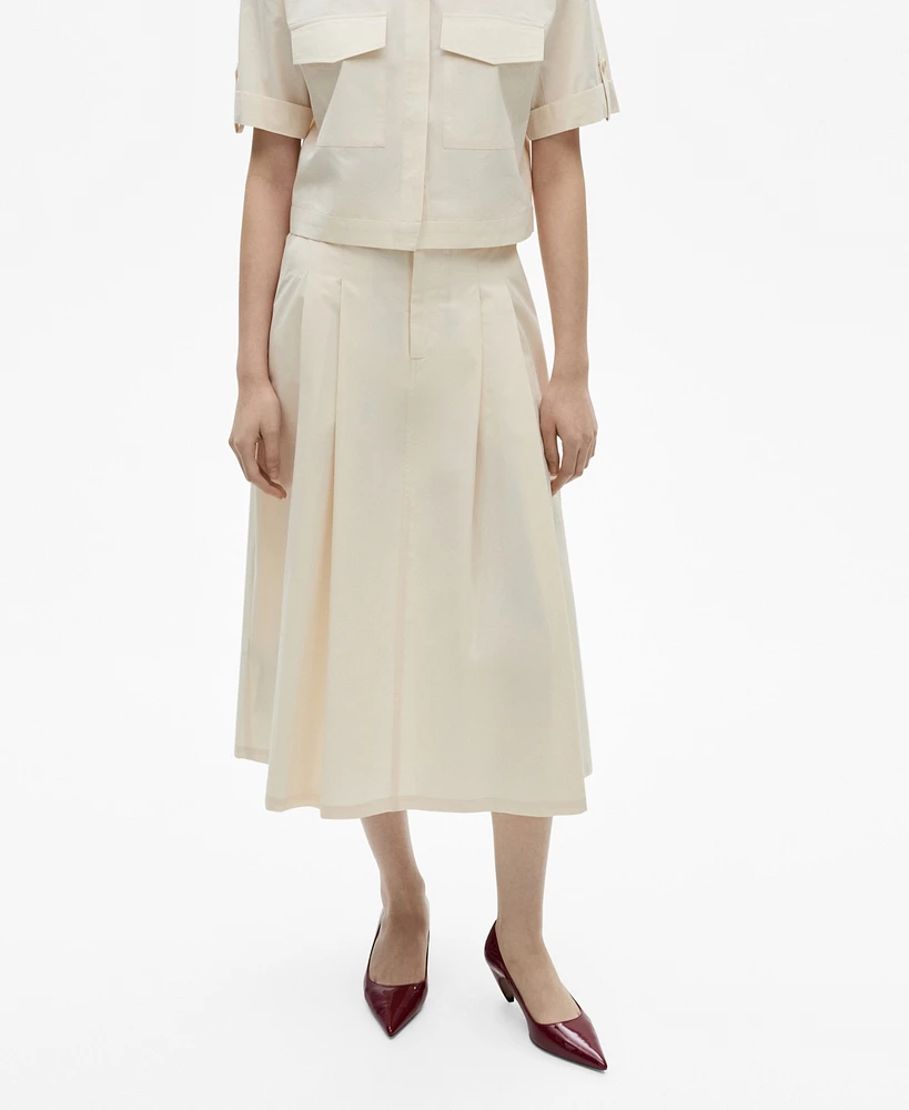 Mango Women's Pleated Midi-Skirt