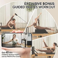 Er Kang Wooden Foldable Pilates Reformer Machine with Springs, Pilates Machines for Home Use and Studio, Pilates Equipment with Sitting Box, Jump Boar