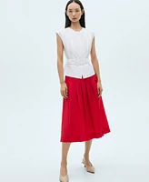 Mango Women's Belted Pleated Blouse