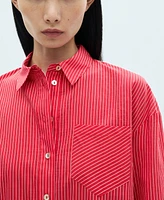 Mango Women's Pleated Flowy Shirt