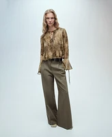 Mango Women's Puffed-Sleeve Printed Shirt