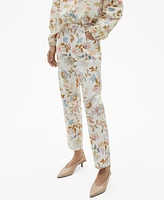 Mango Women's Floral Print Straight Pants