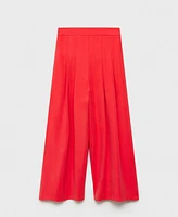 Mango Women's Wide Leg Pleated Pants
