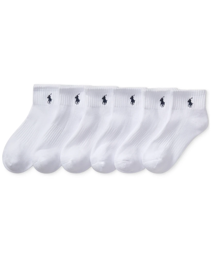 Polo Ralph Lauren Little & Big Boys Solid Quarter Crew Socks, 6-Pack