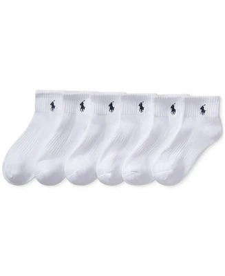 Polo Ralph Lauren Little & Big Boys Solid Quarter Crew Socks, 6-Pack