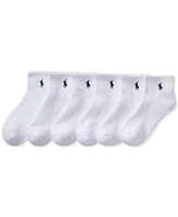 Polo Ralph Lauren Little & Big Boys Solid Quarter Crew Socks, 6-Pack