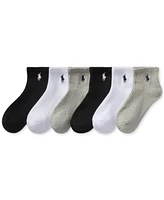 Polo Ralph Lauren Little & Big Boys Solid Quarter Crew Socks, 6-Pack