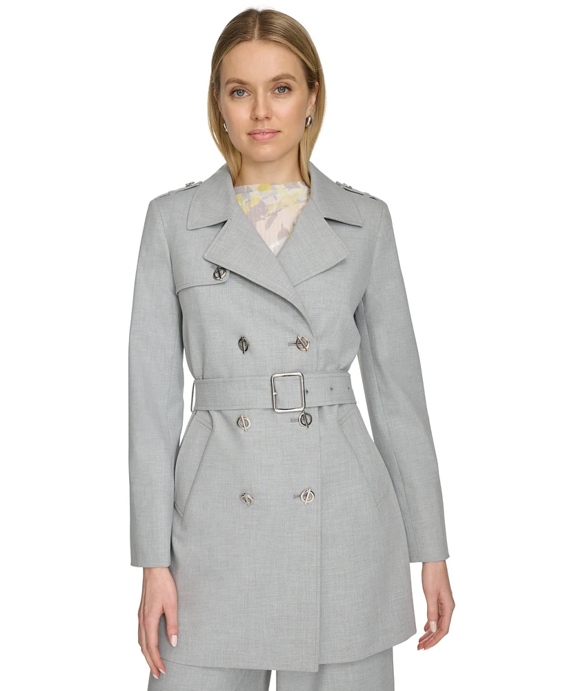 Calvin Klein Petite Belted Long-Sleeve Trench Coat Jacket