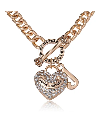 Juicy Couture Gold-Tone Heart and Logo Toggle Charm Necklace