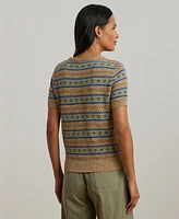 Lauren Ralph Women's Fair Isle Short-Sleeve Sweater