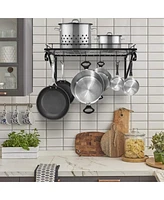 Sorbus Kitchen Wall Pot Pan Rack With 10 Hooks Black