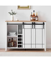 gaomon Farmhouse Coffee Bar Cabinet with Storage, 47" Wine Bar Cabinet with Sliding Barn Door, Buffet Sideboard Cabinet