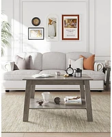 gaomon Coffee Table, Coffee Table for Living Room, Modern Farmhouse Coffee Table with Storage Shelf, 2-Tier Living Room Table Rectangular Center Table