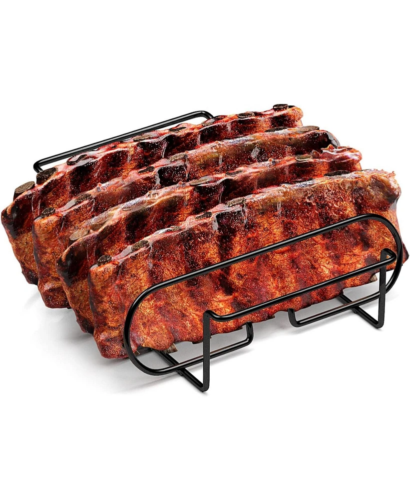 Sorbus Non-Stick Rib Rack - Holds 4 Racks for Grilling & Barbecuing