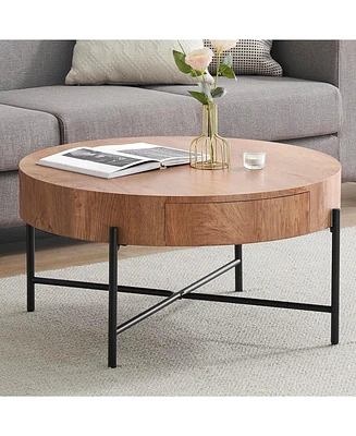 gaomon Coffee Table with Drawers Round Center Table