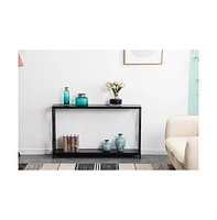 Slickblue Sofa Side Table with Black Wood Grain Finish