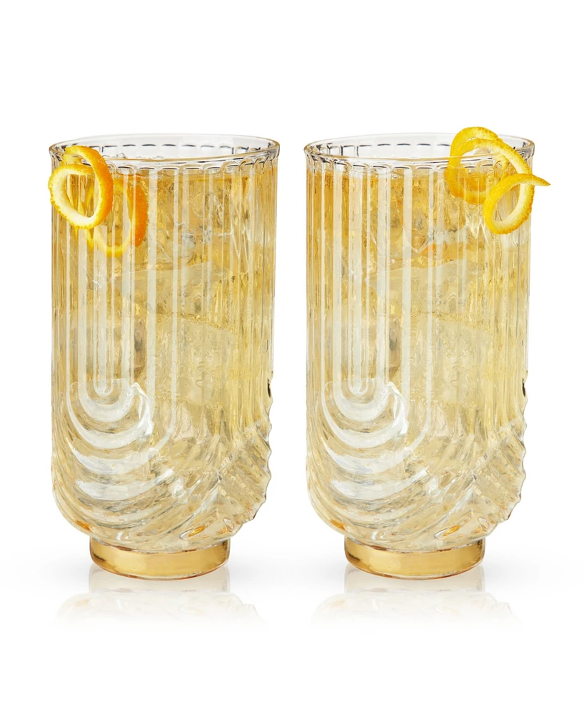 Viski Deco Gatsby Highball Glasses, Set of 2