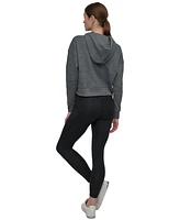 Dkny Women's Active Stacked Metallic-Logo Hooded Top