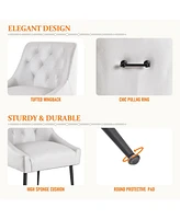Dyhome Modern Dining Chairs Set of 4, Mid Century Kitchen with 5.12” Cushions and Metal Legs, Upholstered Back