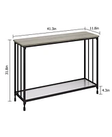 gaomon 41.5 Inch Narrow Console Table, 2-Tier Entryway Table with Glass Shelf and Metal Frame, Industrial Hallway Table for Living Room Bedroom Foyer