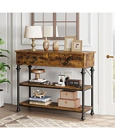 gaomon Console Table with Drawers, Sofa Tables Narrow Entryway Table with Storage, 39.4" Behind Couch Table Industrial Hallway Table Home Furniture fo