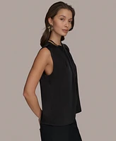 Donna Karan New York Women's Chain Detail Twist-Front Sleeveless Top