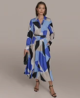 Donna Karan New York Women's Printed Belted Shirtdress