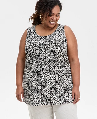 Jm Collection Plus Printed Tunic Tank, Exclusively at Macy's