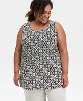 Jm Collection Plus Printed Tunic Tank, Exclusively at Macy's