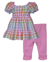 Bonnie Baby Girls 2-Piece Smocked Seersucker Top with Coordinating Legging