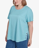 Alfred Dunner Plus Classic Solid Textured Short Sleeve Tee