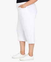 Alfred Dunner Plus Classic Neutrals Flat Front Split Hem Allure Clamdigger Pants