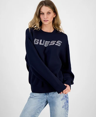 Guess Women's Cecilia Rhinestone Logo Sweatshirt