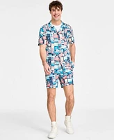 Original Penguin Mens Graphic Crewneck T Shirt Printed Camp Shirt Volley Shorts