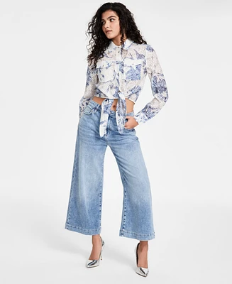 Guess Women's Bellflower Cropped Wide-Leg Jeans