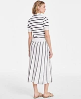 On 34th Womens Rib Stripe Polo Sweater Knit Midi Skirt Exclusively At Macys
